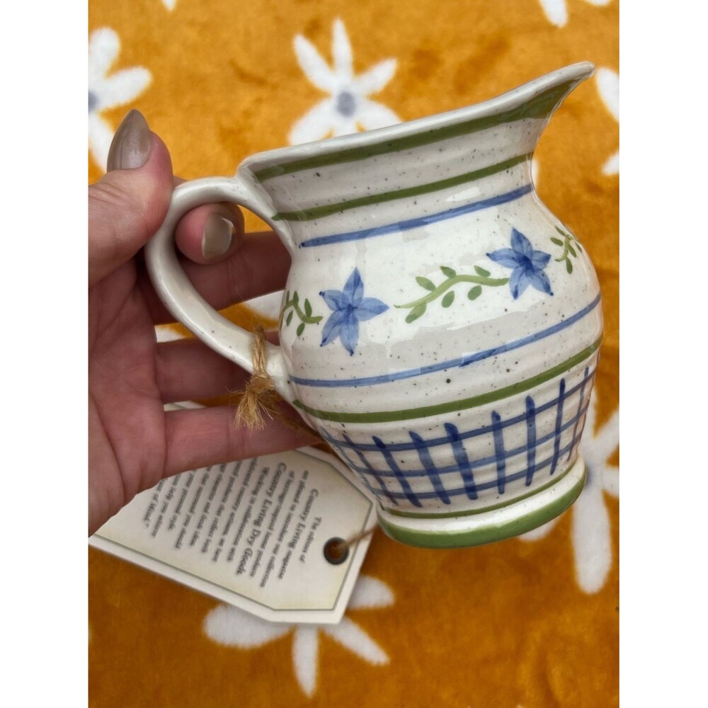 Vintage Country Living Dry Goods Hand-Painted Small Floral Ceramic Pitcher